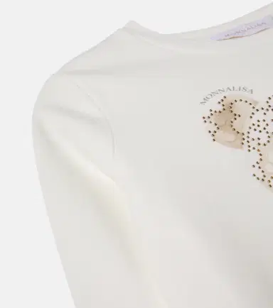 Monnalisa Embellished printed cotton-blend T-shirt | Thumbnail 3 Monnalisa Embellished printed cotton-blend T-shirt | Thumbnail 3