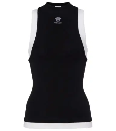 Versace Layered cotton-blend tank top | Thumbnail 1 Versace Layered cotton-blend tank top | Thumbnail 1