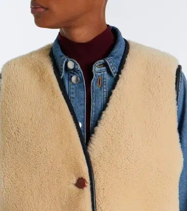 Blazé Milano Blazé Milano Gliss leather-trimmed shearling vest | Thumbnail 3 Blazé Milano Blazé Milano Gliss leather-trimmed shearling vest | Thumbnail 3