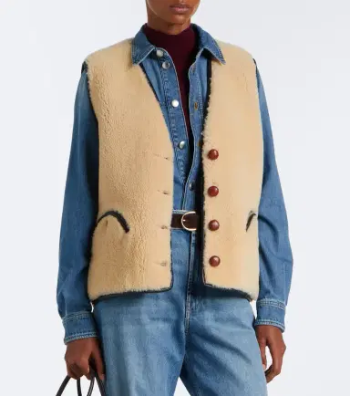 Blazé Milano Blazé Milano Gliss leather-trimmed shearling vest | Thumbnail 5 Blazé Milano Blazé Milano Gliss leather-trimmed shearling vest | Thumbnail 5