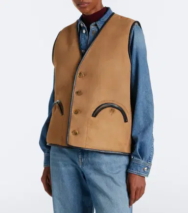 Blazé Milano Blazé Milano Gliss leather-trimmed shearling vest | Thumbnail 6 Blazé Milano Blazé Milano Gliss leather-trimmed shearling vest | Thumbnail 6