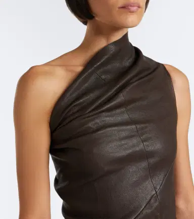 Rick Owens Athena asymmetric draped leather gown | Thumbnail 4 Rick Owens Athena asymmetric draped leather gown | Thumbnail 4