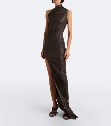 Rick Owens Athena asymmetric draped leather gown | Thumbnail 5 Rick Owens Athena asymmetric draped leather gown | Thumbnail 5
