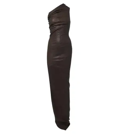 Rick Owens Athena asymmetric draped leather gown | Thumbnail 1 Rick Owens Athena asymmetric draped leather gown | Thumbnail 1