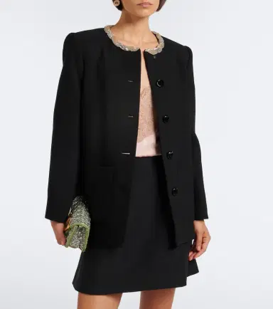 Valentino Embellished virgin wool crêpe jacket | Thumbnail 5 Valentino Embellished virgin wool crêpe jacket | Thumbnail 5