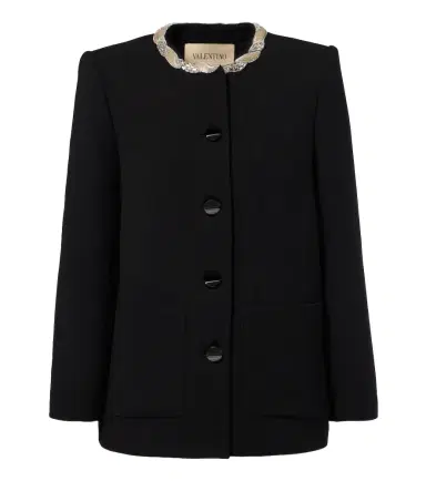 Valentino Embellished virgin wool crêpe jacket | Thumbnail 1 Valentino Embellished virgin wool crêpe jacket | Thumbnail 1