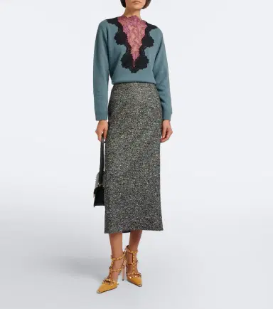 Valentino Chevron wool-blend bouclé pencil skirt | Thumbnail 2 Valentino Chevron wool-blend bouclé pencil skirt | Thumbnail 2