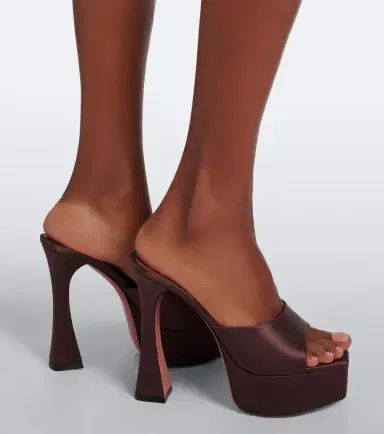 Amina Muaddi Dalida satin platform mules | Thumbnail 6 Amina Muaddi Dalida satin platform mules | Thumbnail 6
