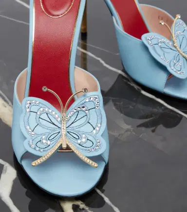 Valentino Garavani Flutterby embellished leather mules | Thumbnail 3 Valentino Garavani Flutterby embellished leather mules | Thumbnail 3