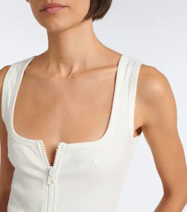 Courreges Courrèges Ribbed-knit cotton zip-up tank top | Thumbnail 2 Courreges Courrèges Ribbed-knit cotton zip-up tank top | Thumbnail 2