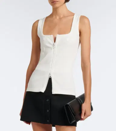 Courreges Courrèges Ribbed-knit cotton zip-up tank top | Thumbnail 5 Courreges Courrèges Ribbed-knit cotton zip-up tank top | Thumbnail 5