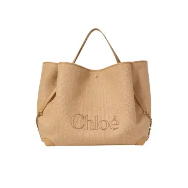 Chloé Large Chloé Clover double carry bag in raffia-effect fibers | Thumbnail 1 Chloé Large Chloé Clover double carry bag in raffia-effect fibers | Thumbnail 1