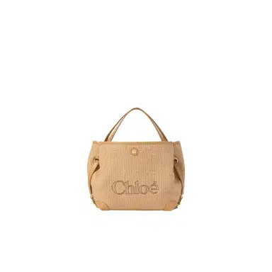 Chloé Small Chloé Clover double carry bag in raffia-effect fibers | Thumbnail 1 Chloé Small Chloé Clover double carry bag in raffia-effect fibers | Thumbnail 1