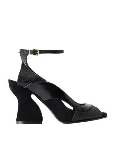 Zimmermann Marvi 75 Smooth, Python-effect Leather And Suede Sandals | Thumbnail 1 Zimmermann Marvi 75 Smooth, Python-effect Leather And Suede Sandals | Thumbnail 1