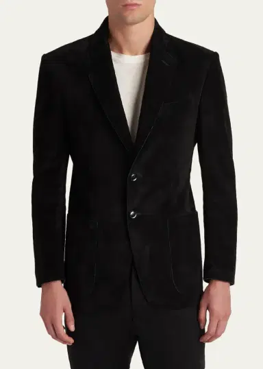 TOM FORD Men's Suede Single-Breasted Blazer | Thumbnail 4 TOM FORD Men's Suede Single-Breasted Blazer | Thumbnail 4
