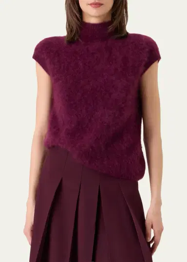 Akris Mock-Neck Cloud Cashmere Cap-Sleeve Sweater | Thumbnail 4 Akris Mock-Neck Cloud Cashmere Cap-Sleeve Sweater | Thumbnail 4