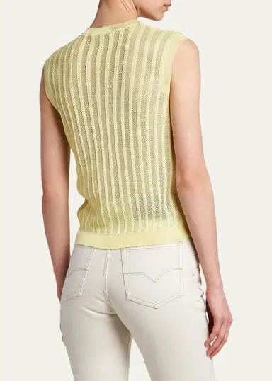 Versace La Vacanza Mesh Rib-Knit Sweater Vest | Thumbnail 3 Versace La Vacanza Mesh Rib-Knit Sweater Vest | Thumbnail 3
