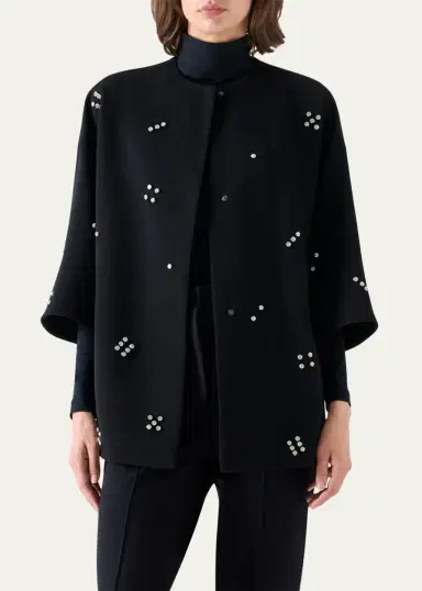 Akris punto Diamond Dice Dot Wool Car Coat | Thumbnail 4 Akris punto Diamond Dice Dot Wool Car Coat | Thumbnail 4