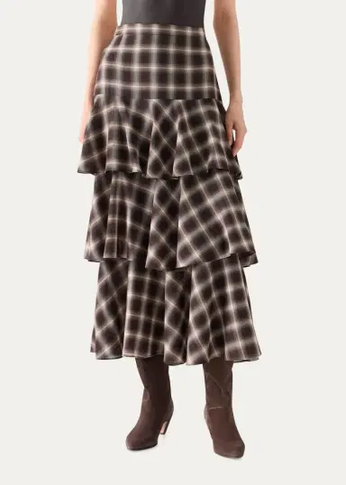 Akris punto Shelley Plaid Techno Wool-Blend Midi Skirt | Thumbnail 2 Akris punto Shelley Plaid Techno Wool-Blend Midi Skirt | Thumbnail 2
