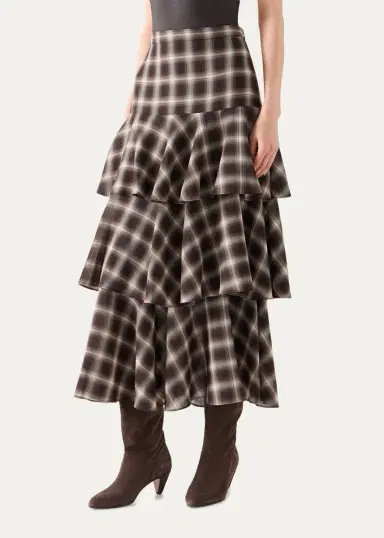 Akris punto Shelley Plaid Techno Wool-Blend Midi Skirt | Thumbnail 4 Akris punto Shelley Plaid Techno Wool-Blend Midi Skirt | Thumbnail 4