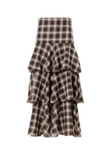 Akris punto Shelley Plaid Techno Wool-Blend Midi Skirt | Thumbnail 1 Akris punto Shelley Plaid Techno Wool-Blend Midi Skirt | Thumbnail 1