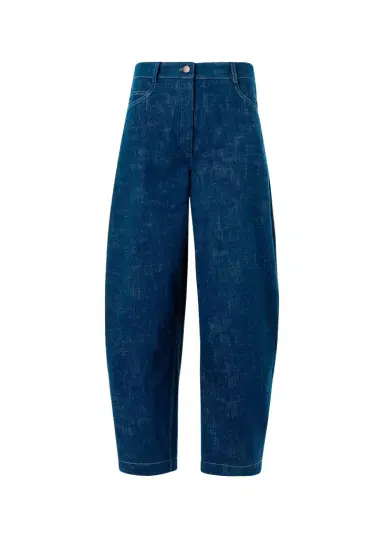 Akris punto Mid-Rise Denim Barrel-Leg Ankle Trousers | Thumbnail 1 Akris punto Mid-Rise Denim Barrel-Leg Ankle Trousers | Thumbnail 1