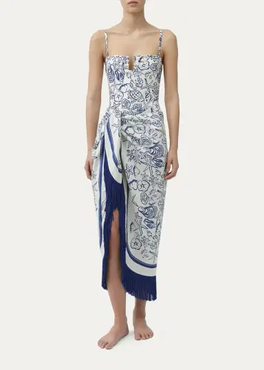 Simkhai Russo Printed Fringed Pareo | Thumbnail 2 Simkhai Russo Printed Fringed Pareo | Thumbnail 2