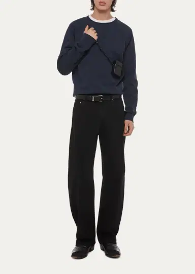 Helmut Lang Men's Cotton Raw-Edge Crewneck Sweater | Thumbnail 2 Helmut Lang Men's Cotton Raw-Edge Crewneck Sweater | Thumbnail 2