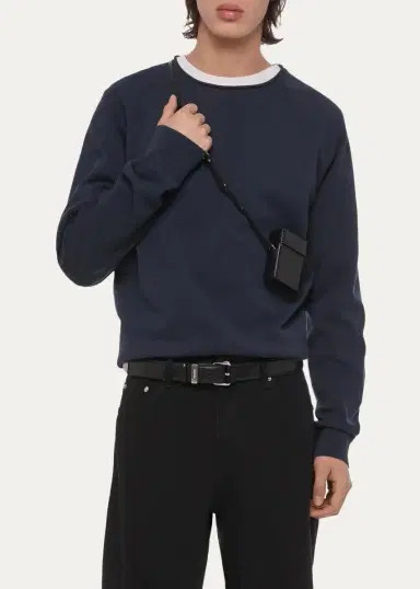 Helmut Lang Men's Cotton Raw-Edge Crewneck Sweater | Thumbnail 4 Helmut Lang Men's Cotton Raw-Edge Crewneck Sweater | Thumbnail 4