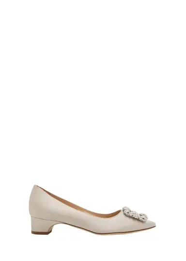 Manolo Blahnik 25mm Hangisibar Satin Crystal Buckle Pumps | Thumbnail 1 Manolo Blahnik 25mm Hangisibar Satin Crystal Buckle Pumps | Thumbnail 1