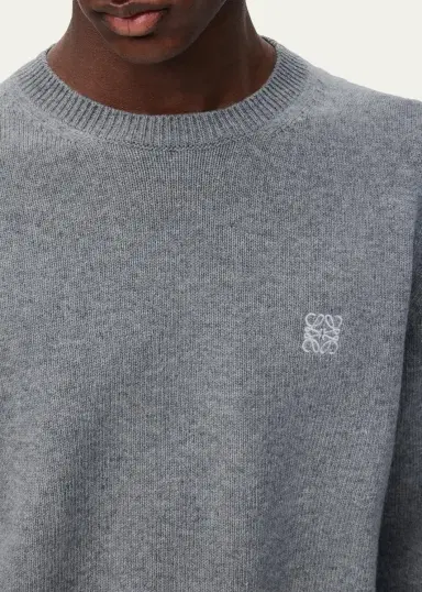 Loewe Men's Wool Mini-Anagram Crewneck Sweater | Thumbnail 5 Loewe Men's Wool Mini-Anagram Crewneck Sweater | Thumbnail 5