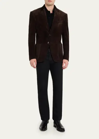 TOM FORD Men's Suede Single-Breasted Blazer | Thumbnail 2 TOM FORD Men's Suede Single-Breasted Blazer | Thumbnail 2