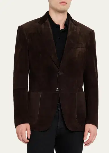 TOM FORD Men's Suede Single-Breasted Blazer | Thumbnail 4 TOM FORD Men's Suede Single-Breasted Blazer | Thumbnail 4