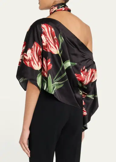Alice + Olivia Rita Draped Floral One-Shoulder Crop Top | Thumbnail 3 Alice + Olivia Rita Draped Floral One-Shoulder Crop Top | Thumbnail 3