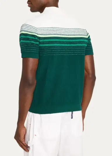 Casablanca Men's Cotton Blend Stripe Knit Polo Shirt | Thumbnail 3 Casablanca Men's Cotton Blend Stripe Knit Polo Shirt | Thumbnail 3