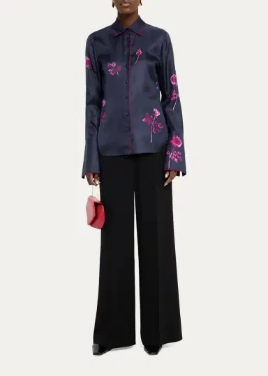 Lafayette 148 New York Floral-Print Silk Twill Blouse | Thumbnail 2 Lafayette 148 New York Floral-Print Silk Twill Blouse | Thumbnail 2
