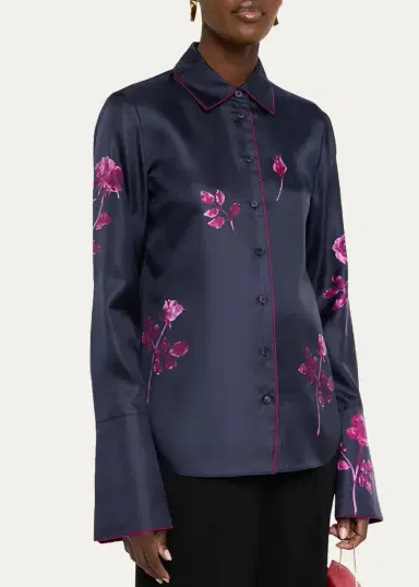 Lafayette 148 New York Floral-Print Silk Twill Blouse | Thumbnail 4 Lafayette 148 New York Floral-Print Silk Twill Blouse | Thumbnail 4