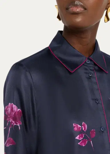 Lafayette 148 New York Floral-Print Silk Twill Blouse | Thumbnail 5 Lafayette 148 New York Floral-Print Silk Twill Blouse | Thumbnail 5
