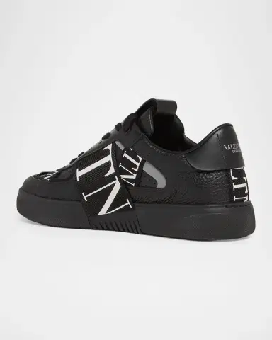 Valentino Garavani Men's VL7N Logo-Web Leather Sneakers | Thumbnail 4 Valentino Garavani Men's VL7N Logo-Web Leather Sneakers | Thumbnail 4