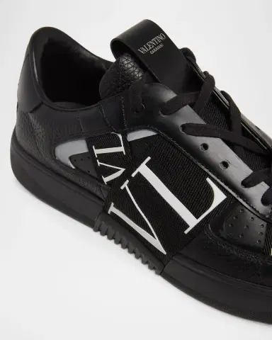 Valentino Garavani Men's VL7N Logo-Web Leather Sneakers | Thumbnail 6 Valentino Garavani Men's VL7N Logo-Web Leather Sneakers | Thumbnail 6