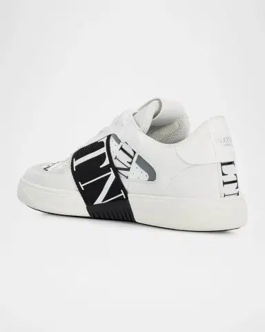 Valentino Garavani Men's VL7N Logo-Web Leather Sneakers | Thumbnail 4 Valentino Garavani Men's VL7N Logo-Web Leather Sneakers | Thumbnail 4
