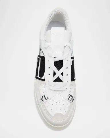 Valentino Garavani Men's VL7N Logo-Web Leather Sneakers | Thumbnail 6 Valentino Garavani Men's VL7N Logo-Web Leather Sneakers | Thumbnail 6
