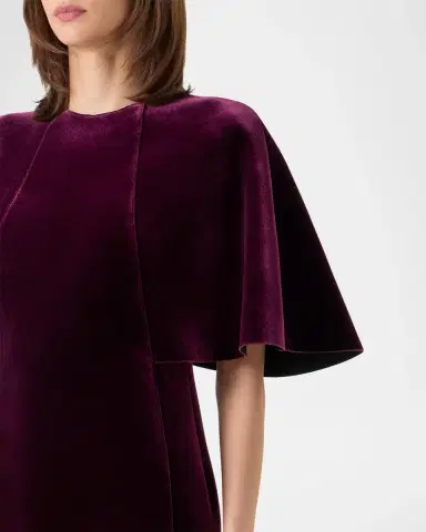 Akris Cape-Sleeve Velvet Neoprene Midi Dress | Thumbnail 4 Akris Cape-Sleeve Velvet Neoprene Midi Dress | Thumbnail 4