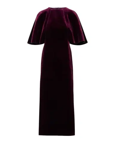 Akris Cape-Sleeve Velvet Neoprene Midi Dress | Thumbnail 1 Akris Cape-Sleeve Velvet Neoprene Midi Dress | Thumbnail 1