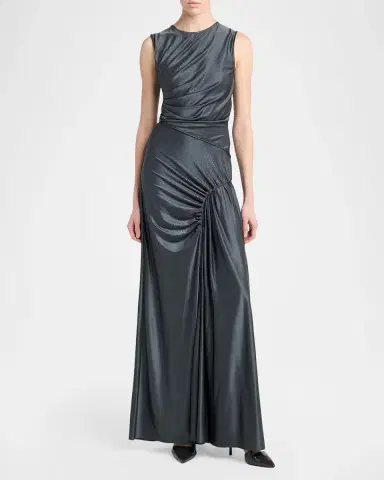 Giorgio Armani Embellished Ruched Long Sleeveless Dress | Thumbnail 2 Giorgio Armani Embellished Ruched Long Sleeveless Dress | Thumbnail 2
