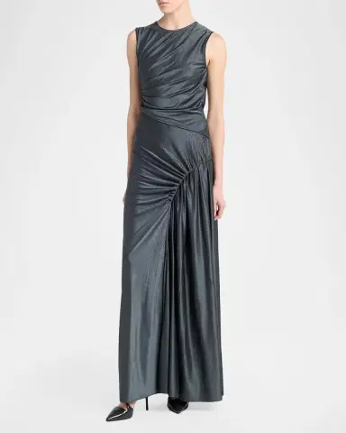 Giorgio Armani Embellished Ruched Long Sleeveless Dress | Thumbnail 4 Giorgio Armani Embellished Ruched Long Sleeveless Dress | Thumbnail 4