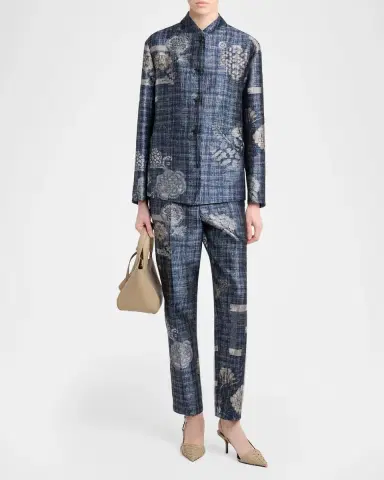 Giorgio Armani Cropped Floral Embroidered Trousers | Thumbnail 2 Giorgio Armani Cropped Floral Embroidered Trousers | Thumbnail 2