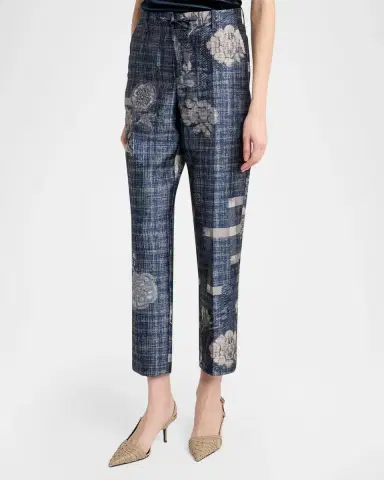 Giorgio Armani Cropped Floral Embroidered Trousers | Thumbnail 4 Giorgio Armani Cropped Floral Embroidered Trousers | Thumbnail 4