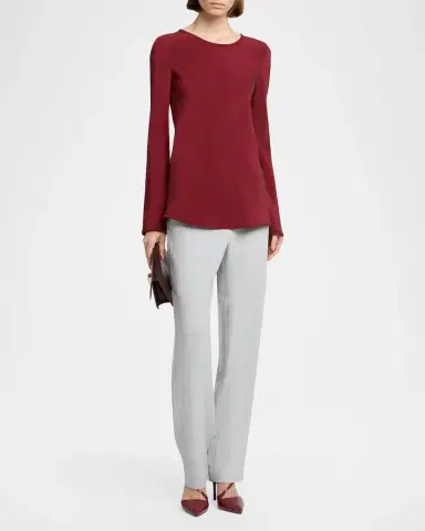 Giorgio Armani Long-Sleeve Silk Stretch Shirt | Thumbnail 2 Giorgio Armani Long-Sleeve Silk Stretch Shirt | Thumbnail 2