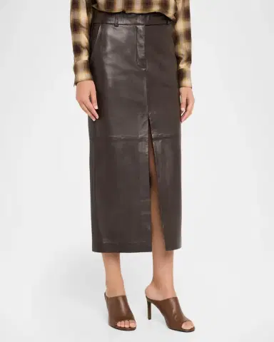Co Double-Slit Leather Midi Pencil Skirt | Thumbnail 4 Co Double-Slit Leather Midi Pencil Skirt | Thumbnail 4